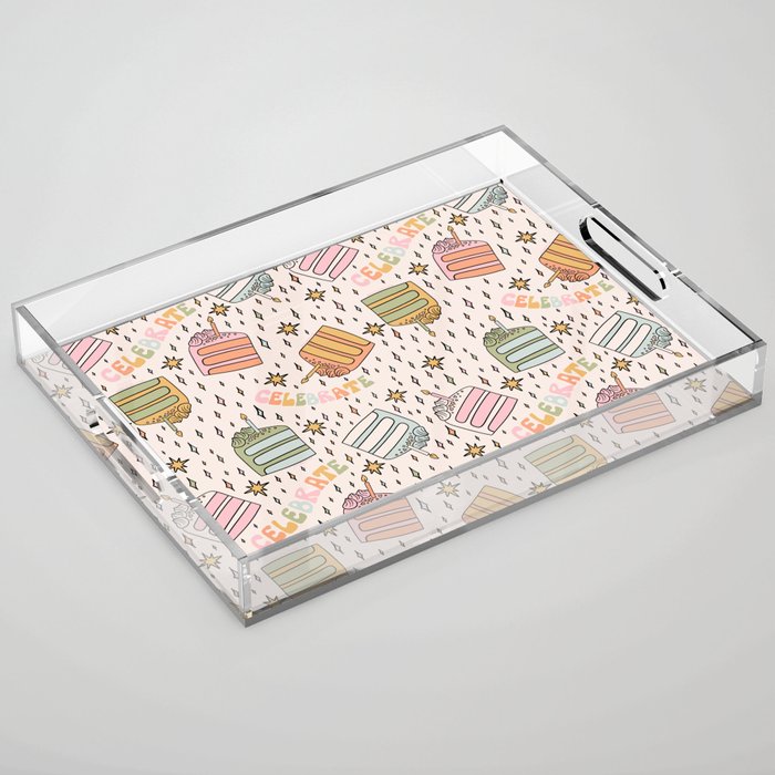 Rainbow Cake Print Acrylic Tray Gallery Image 1