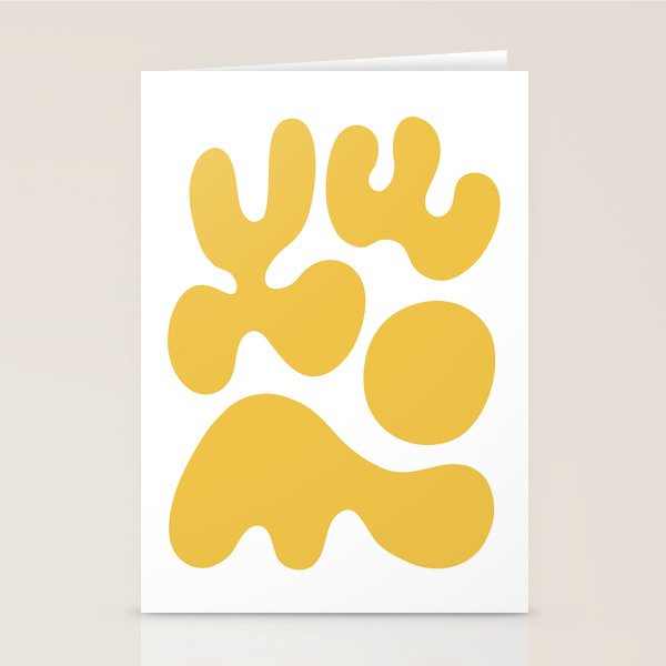 Mid Century Modern Abstract Organic Shapes 337 Yellow Stationery Card Gallery Image 1