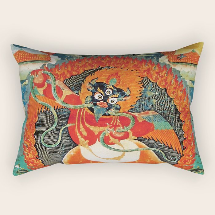 Tibetan Buddhist Hindu Garuda Shambala Rectangular Pillow Gallery Image 1