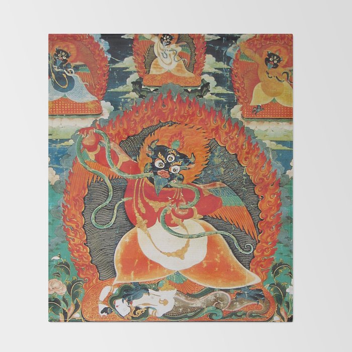 Tibetan Buddhist Hindu Garuda Shambala Throw Blanket Gallery Image 2