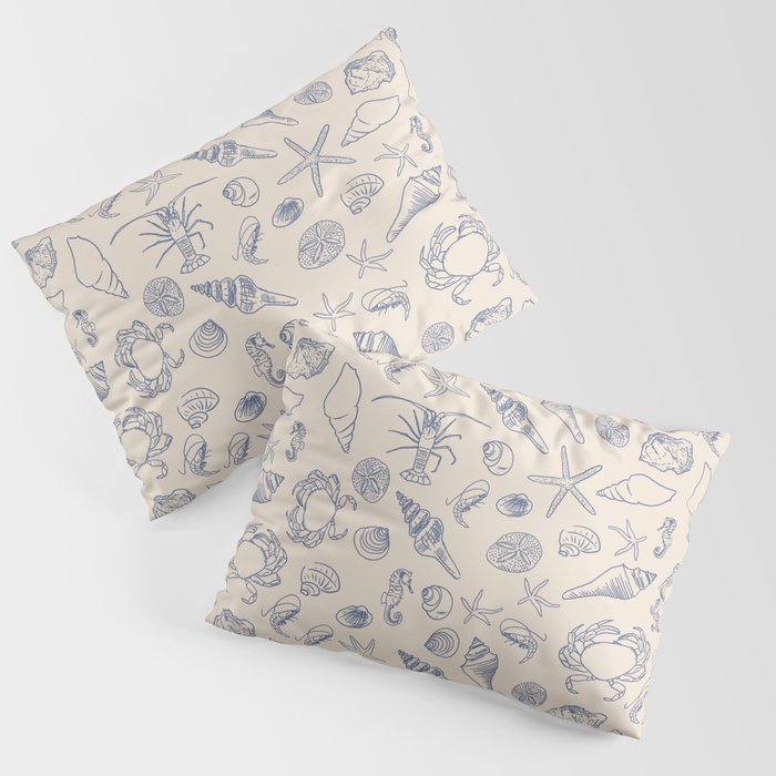 Seahorse Ocean Nautical Coastal Serenity Blue Ivory  Pillow Sham Gallery Image 3
