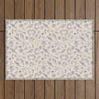 Seahorse Ocean Nautical Coastal Serenity Blue Ivory  Outdoor Rug Gallery Image 1