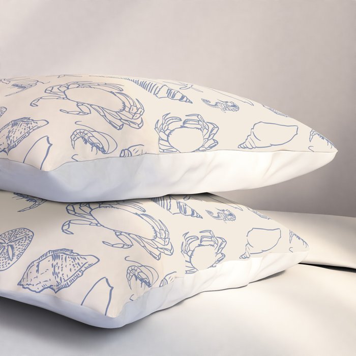 Seahorse Ocean Nautical Coastal Serenity Blue Ivory  Pillow Sham Gallery Image 3
