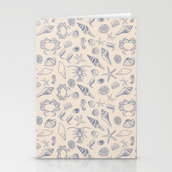 Seahorse Ocean Nautical Coastal Serenity Blue Ivory  Stationery Card Gallery Image 2