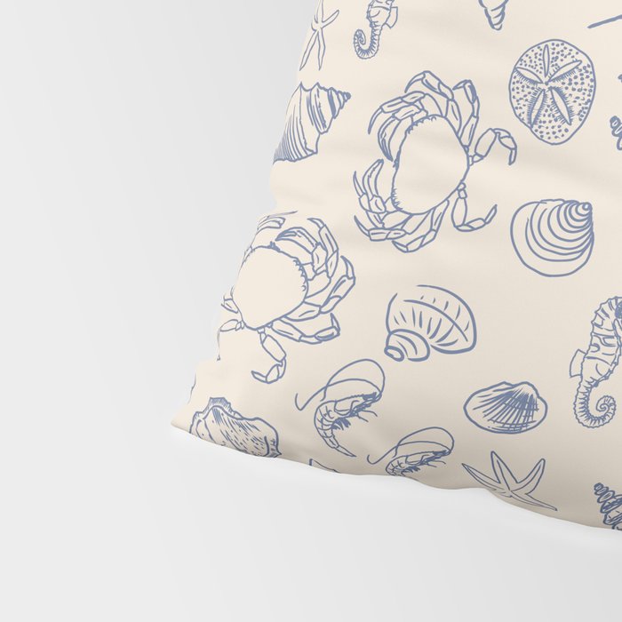 Seahorse Ocean Nautical Coastal Serenity Blue Ivory  Pillow Sham Gallery Image 4