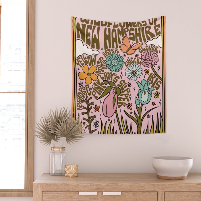 New Hampshire Wildflowers Wall Tapestry Gallery Image 2