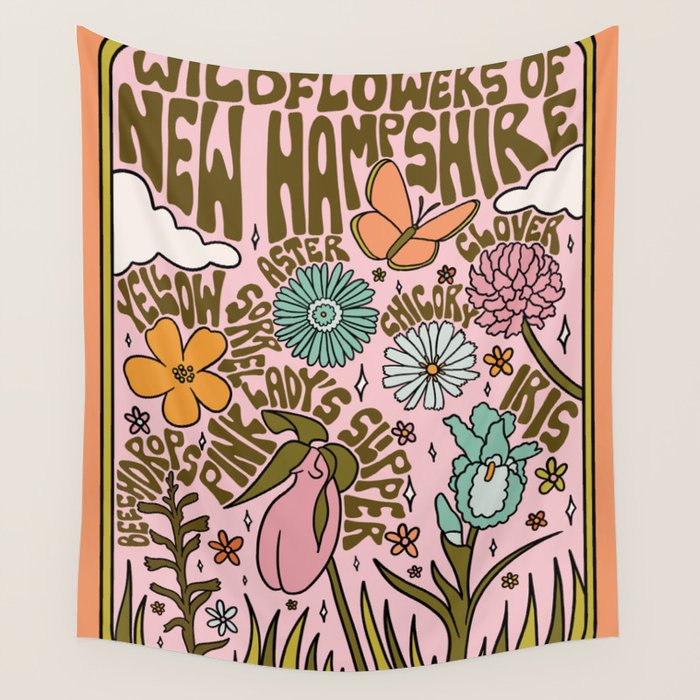 New Hampshire Wildflowers Wall Tapestry Gallery Image 4