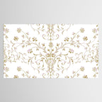 Elegant Antique Baroque White & Gold Scroll Pattern Tablecloth Gallery Image 2