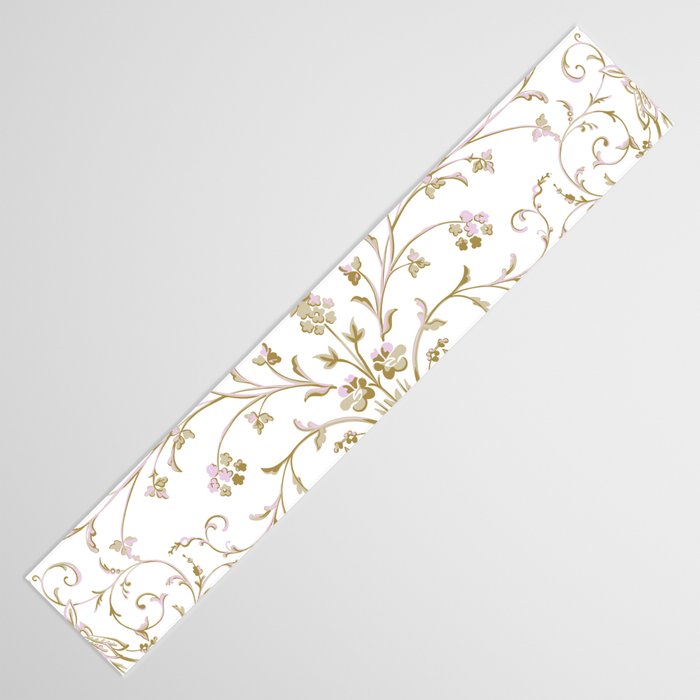 Elegant Antique Baroque White & Gold Scroll Pattern Table Runner Gallery Image 3