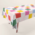 Retro Bauhaus Pattern | Abstract Shapes | Geometric Checks Tablecloth Gallery Image 1