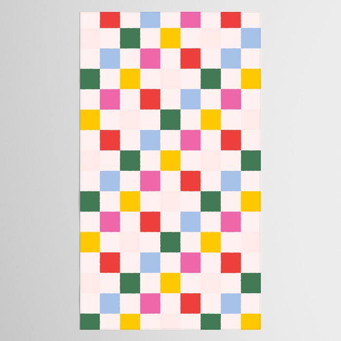 Retro Bauhaus Pattern | Abstract Shapes | Geometric Checks Tablecloth Gallery Image 2