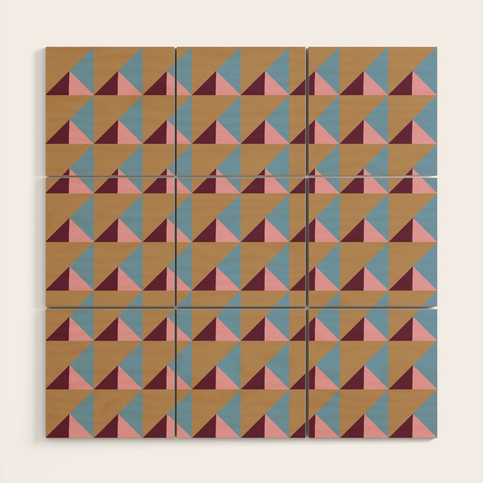 Earthy Geometric Triangle Pattern  Wood Wall Art Gallery Image 1