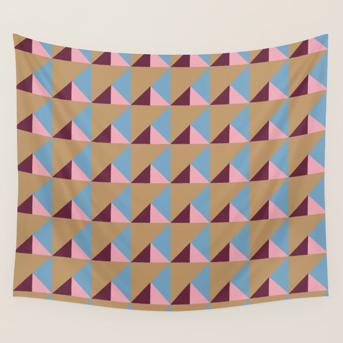 Earthy Geometric Triangle Pattern  Wall Tapestry Gallery Image 1
