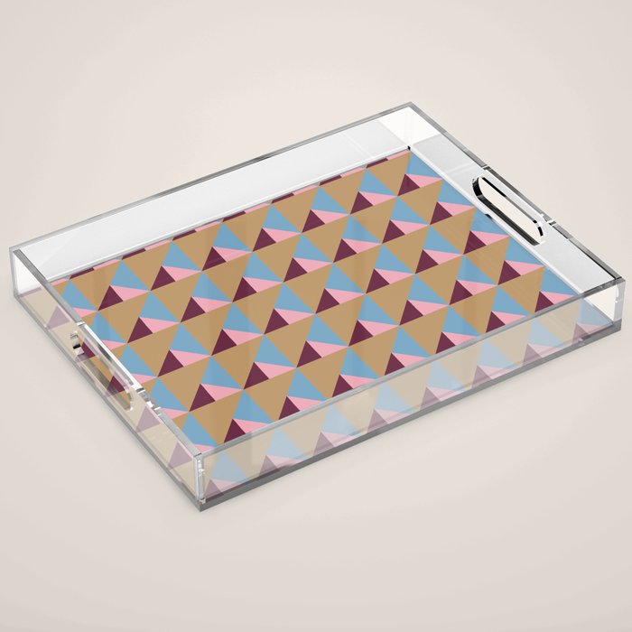 Earthy Geometric Triangle Pattern  Acrylic Tray Gallery Image 1