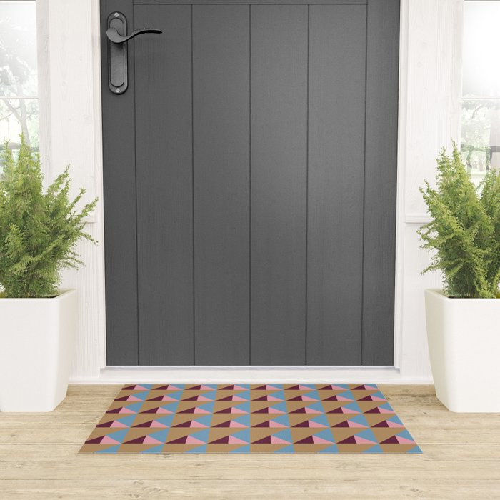 Earthy Geometric Triangle Pattern  Welcome Mat Gallery Image 3