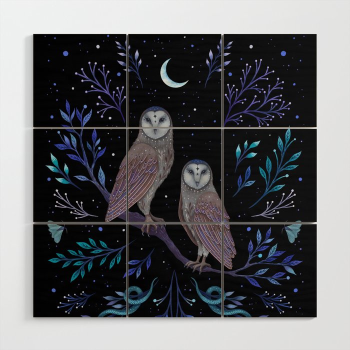 Owls in the Moonlight Wood Wall Art Gallery Image 1