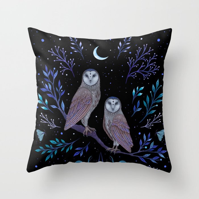 Owls in the Moonlight Throw Pillow Gallery Image 1