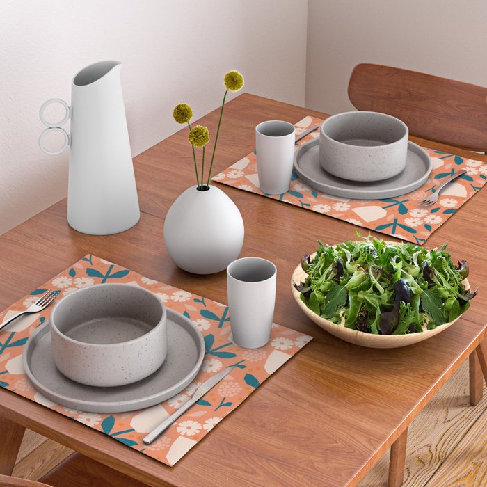 Pink and orange flowers Placemat Gallery Image 2