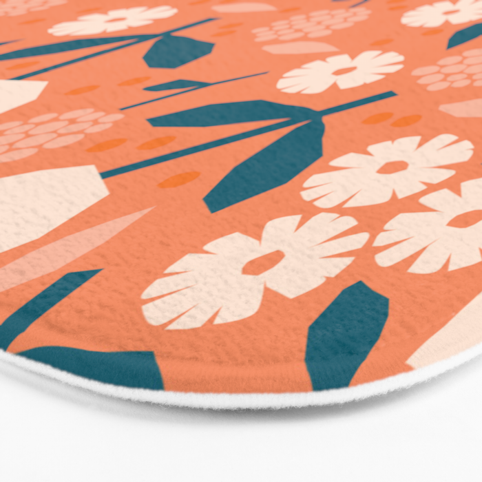 Pink and orange flowers Bath Mat Gallery Image 3