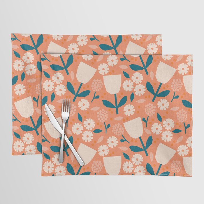Pink and orange flowers Placemat Gallery Image 1