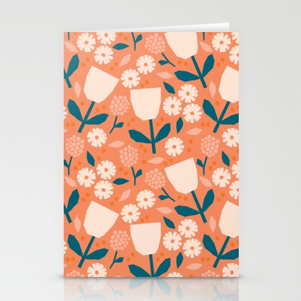 Pink and orange flowers Stationery Card Gallery Image 1