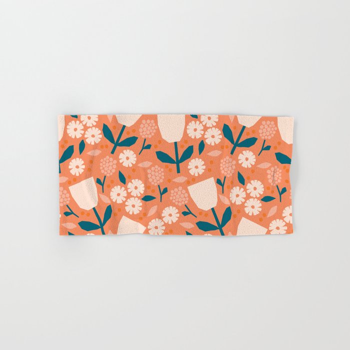 Pink and orange flowers Bath Towel Gallery Image 1