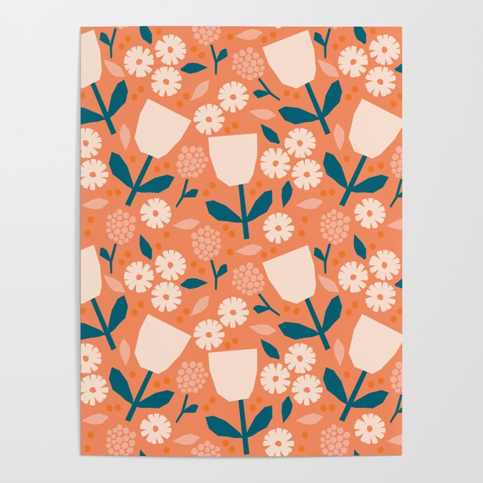 Pink and orange flowers Poster Gallery Image 1