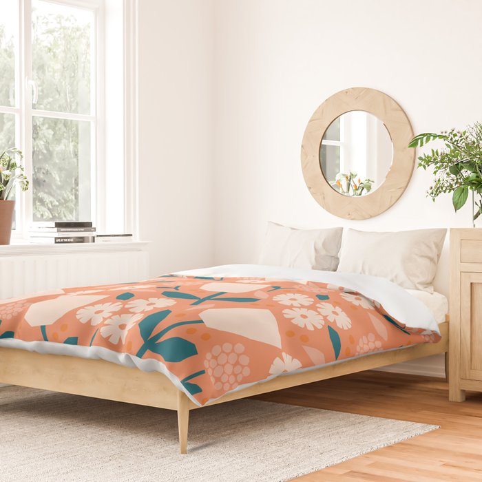 Pink and orange flowers Duvet Cover Gallery Image 2