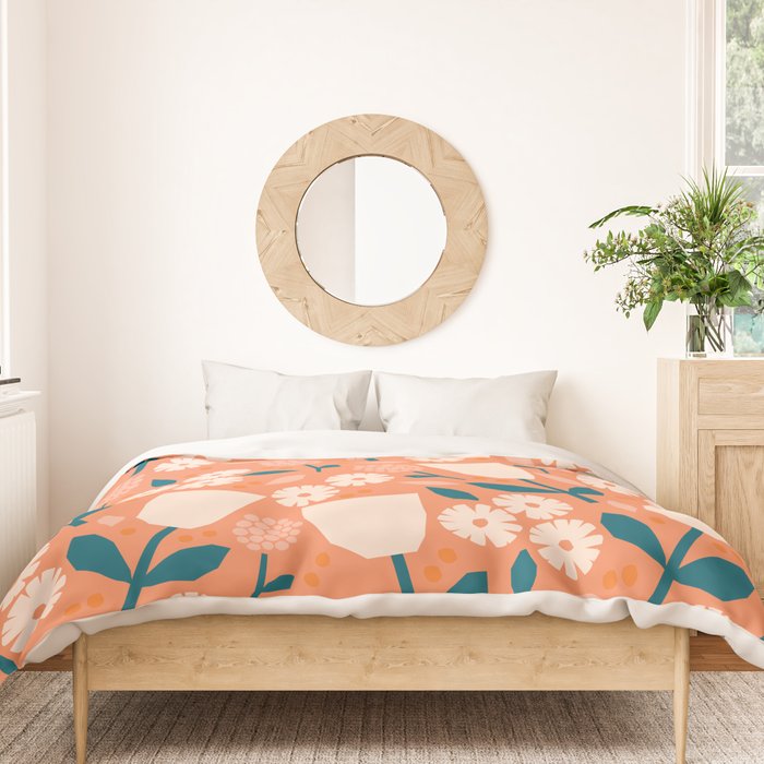 Pink and orange flowers Duvet Cover Gallery Image 3