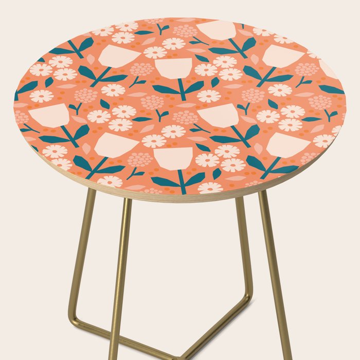 Pink and orange flowers Side Table Gallery Image 2