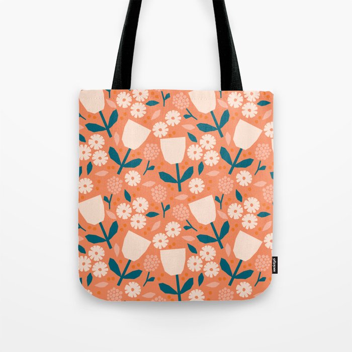 Pink and orange flowers Tote Bag Gallery Image 1