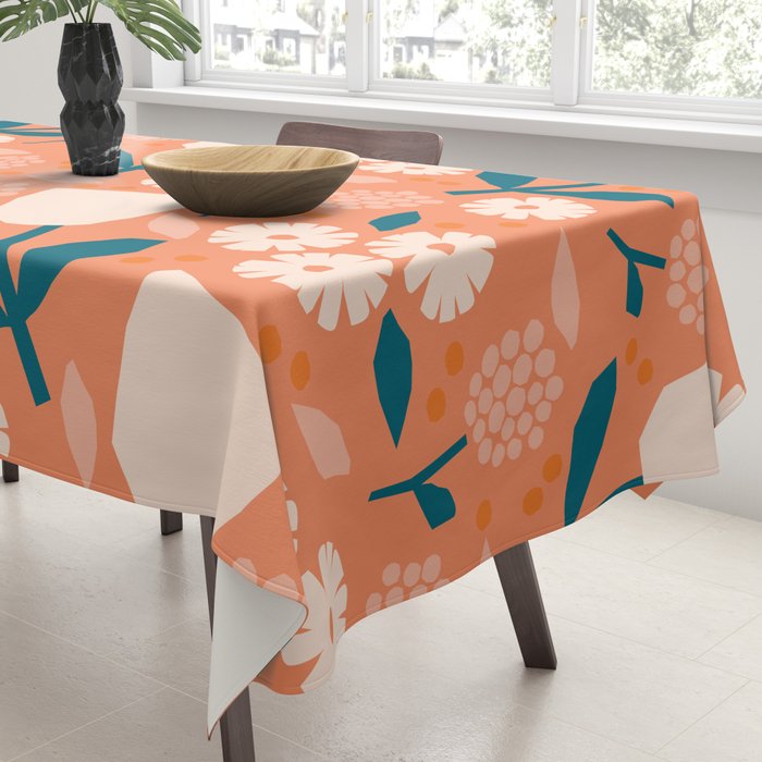 Pink and orange flowers Tablecloth Gallery Image 3