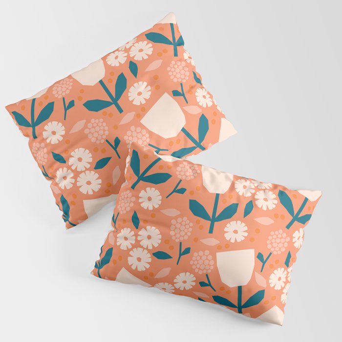 Pink and orange flowers Pillow Sham Gallery Image 3
