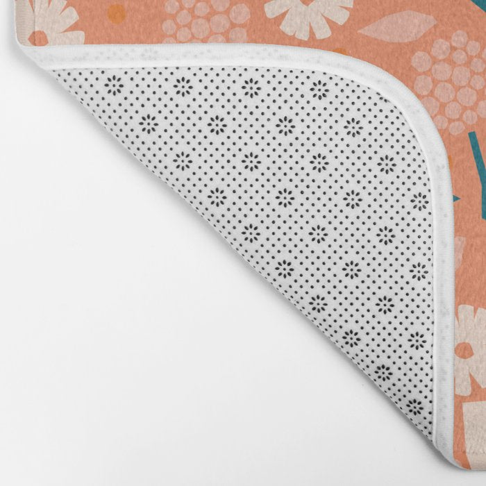 Pink and orange flowers Bath Mat Gallery Image 2
