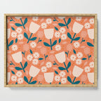 Pink and orange flowers Serving Tray Gallery Image 1