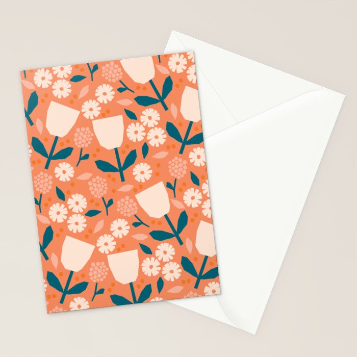 Pink and orange flowers Stationery Card Gallery Image 2