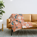 Pink and orange flowers Throw Blanket Gallery Image 1