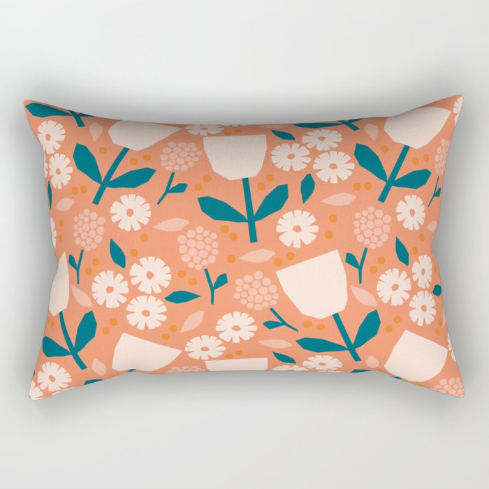 Pink and orange flowers Rectangular Pillow Gallery Image 1