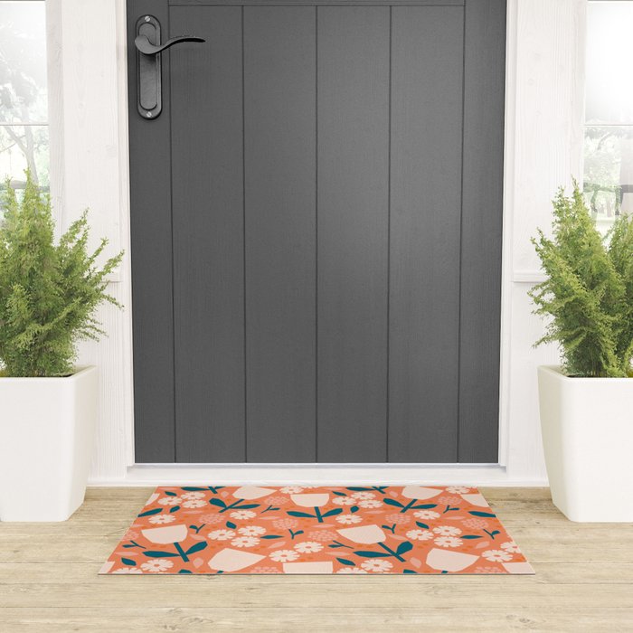 Pink and orange flowers Welcome Mat Gallery Image 3