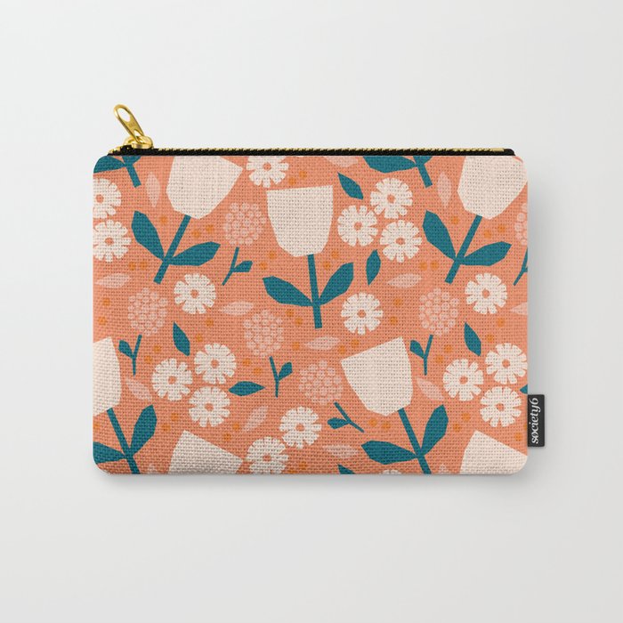 Pink and orange flowers Carry All Pouch Gallery Image 1
