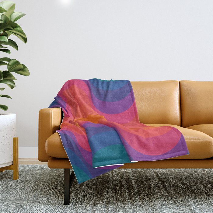 Retro Sacred Geometry | 80s Wavy Vibe Throw Blanket Gallery Image 1