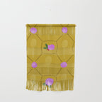 Tennis Rackets & Roses in Ochre & Purple Wall Hanging Gallery Image 1
