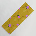 Tennis Rackets & Roses in Ochre & Purple Yoga Mat Gallery Image 1