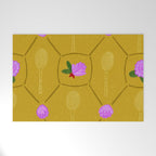 Tennis Rackets & Roses in Ochre & Purple Welcome Mat Gallery Image 1