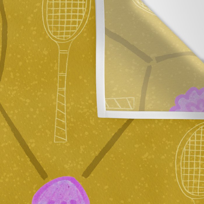 Tennis Rackets & Roses in Ochre & Purple Wall Tapestry Gallery Image 3