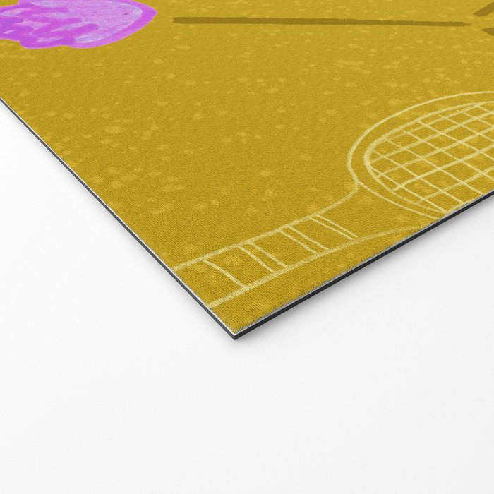 Tennis Rackets & Roses in Ochre & Purple Welcome Mat Gallery Image 2
