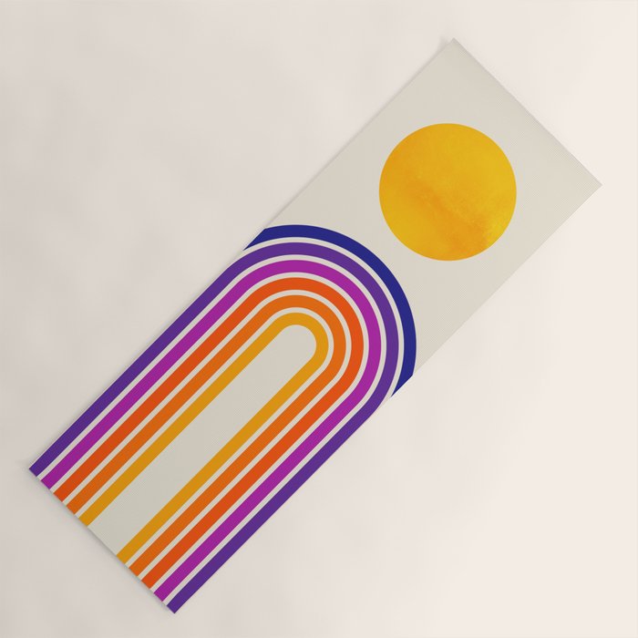 Rainbow Sun: Retro 80s Edition Yoga Mat Gallery Image 1