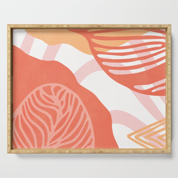 just peachy, leaf abstraction Serving Tray Gallery Image 1