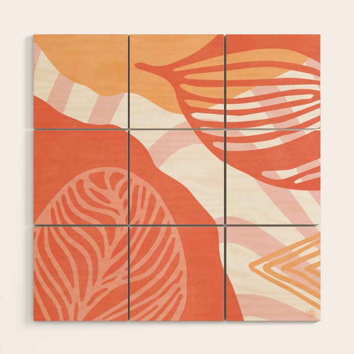 just peachy, leaf abstraction Wood Wall Art Gallery Image 1
