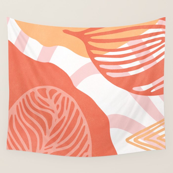 just peachy, leaf abstraction Wall Tapestry Gallery Image 4